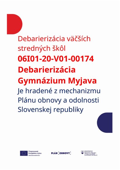 Debarierizácia Gymnázia Myjava